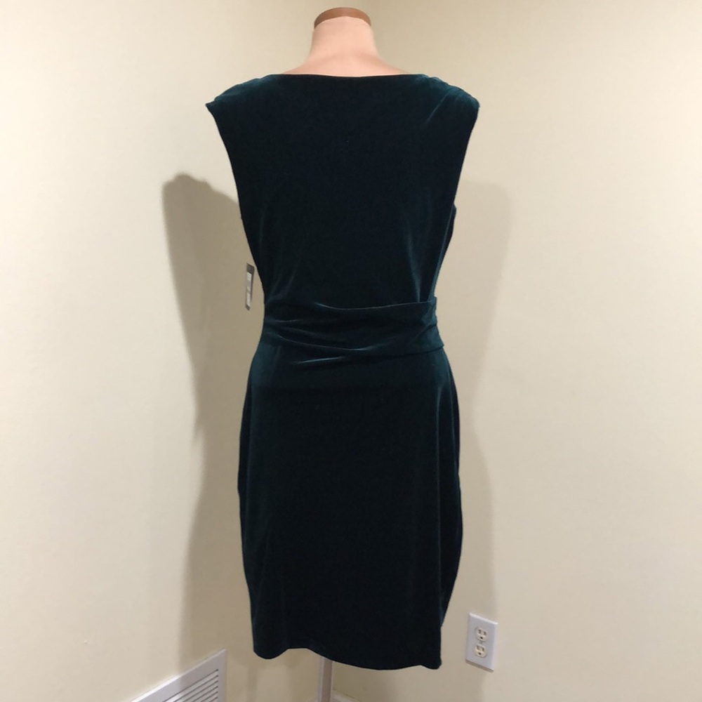 SOLD NWT JH Cocktail Dress Size 12 Dark Hunter Green Velvet Cowl Neck - Picture 6 of 11